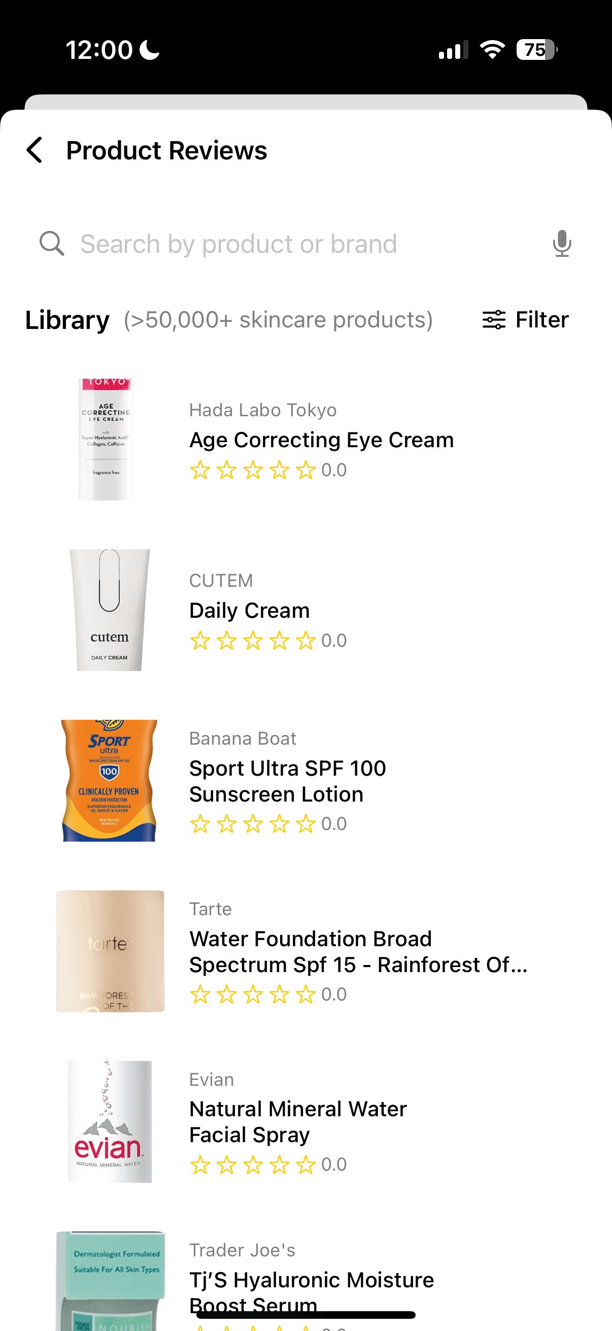 Peak Skin app product results