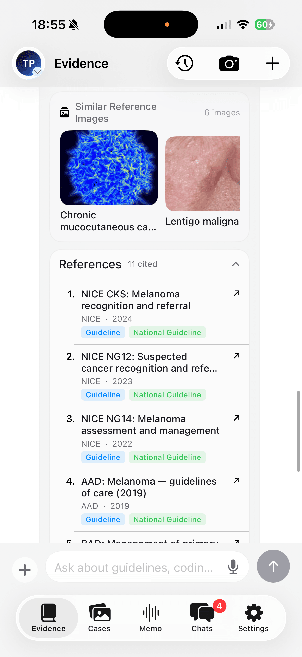 Peak Skin Connect evidence AI for clinicians